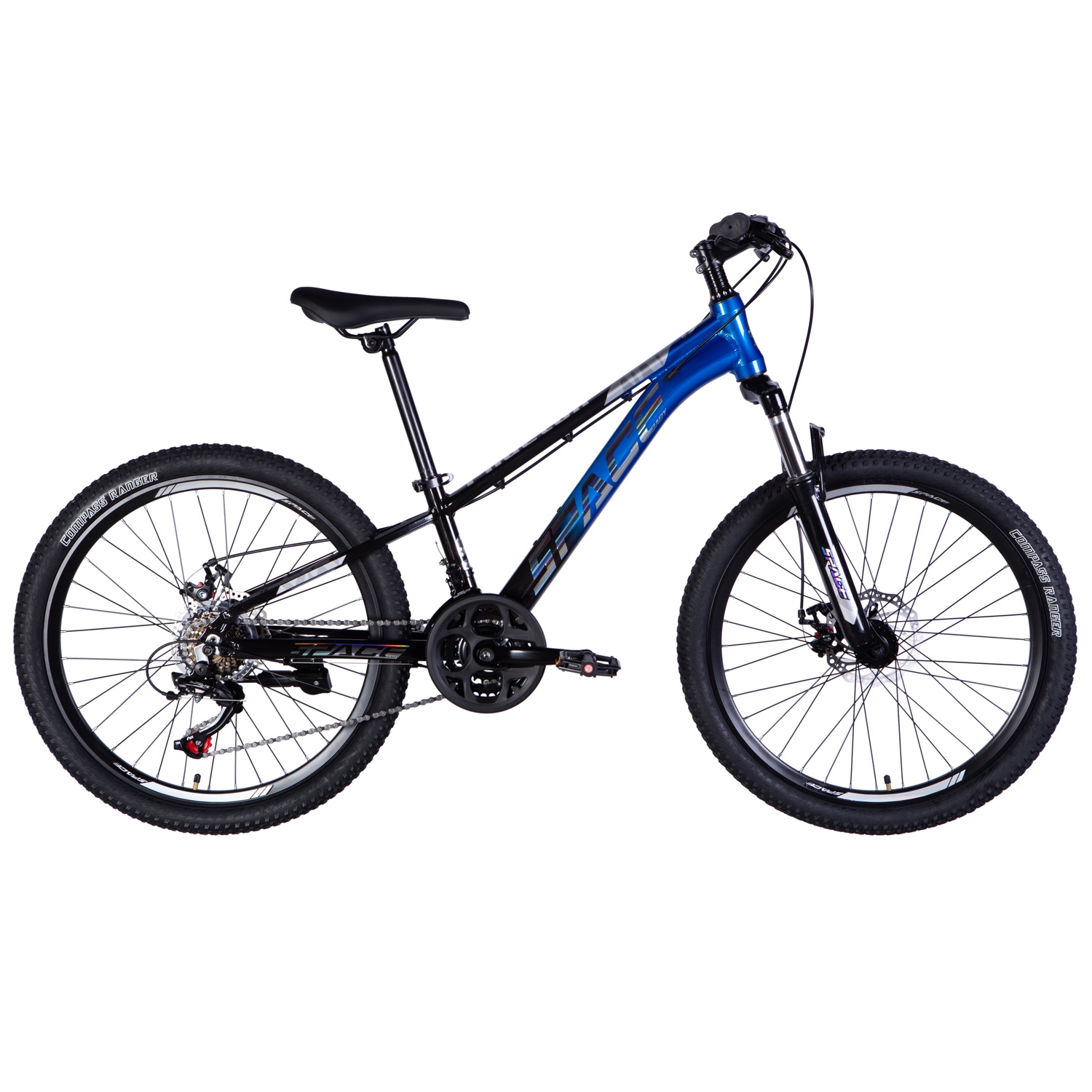 Велосипед SPACE AL 24 PHAETON DD FR рама-11 2026 Black Blue (OPS-SP-24-071)