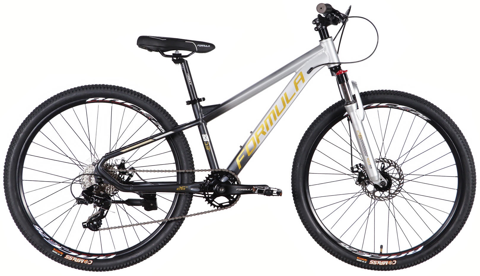 Велосипед Formula AL 26 F-1 DD CS рама-13 2026 Black Silver (OPS-FR-26-817)