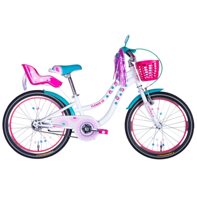 Велосипед Formula Kid Flower Premium 20 White Pink Turquoise рама - 10 2026 (OPS-FRK-20-244)