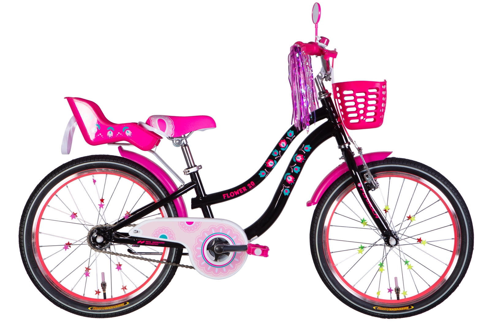 Велосипед Formula Kid Flower Premium 20 Black Pink рама - 10 2026 (OPS-FRK-20-242)