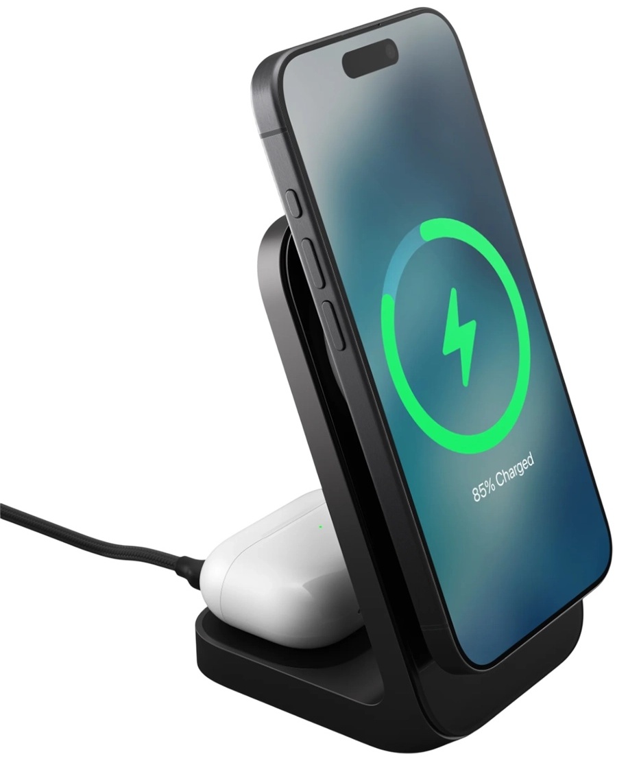Бездротовий зарядний пристрій NOMAD Stand One Qi2 25W 2-in-1 Charger Carbide (NM014520858)