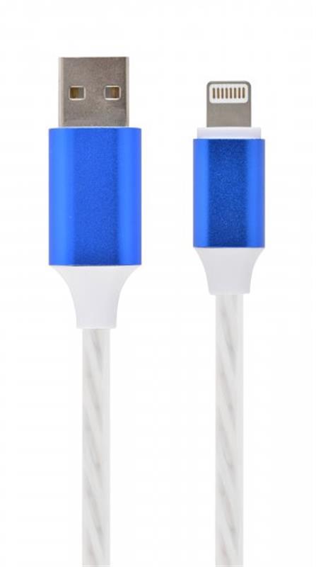 Дата-кабель Cablexpert CC-USB-8PLED-1M 1m USB(тато) - Lightning(тато) White