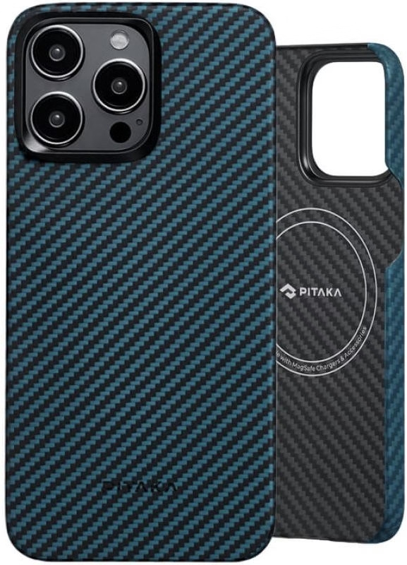 Чохол-накладка Pitaka Pitaka MagEZ Case 4 for iPhone 15 Pro Twill 1500D Black Blue (KI1508P)