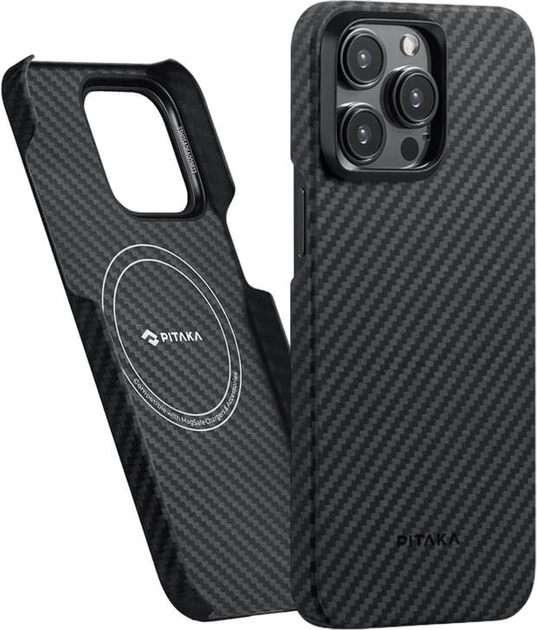 Чохол-накладка Pitaka Pitaka MagEZ Case 4 for iPhone 15 Pro Twill 1500D Black Gray (KI1501P)