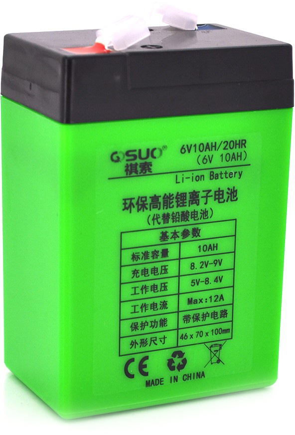 Акумулятор для ДБЖ QiSuo 6 V 10 A V 1 A літієва з елементами Li-ion 18650