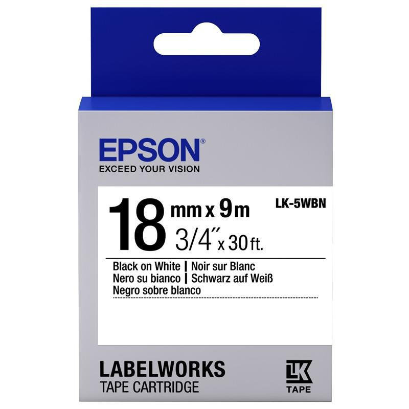 Етикет-стрічка Epson LabelWorks LK5WBN Black White 18 мм/9 м