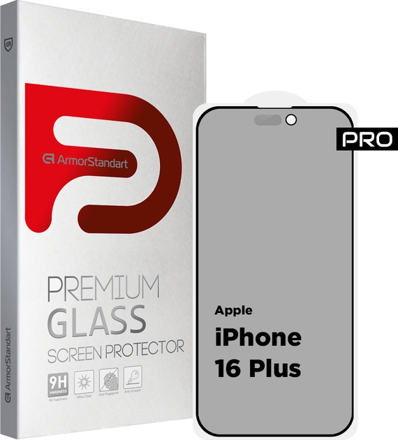 Захисне скло ArmorStandart Pro Anti-spy Matte для Apple iPhone 16 Plus Black (ARM79398) ArmorStandart - купити в Україні