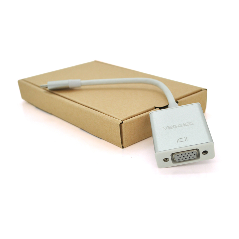 Перехідник VEGGIEG USB Type C(тато) - VGA(мама) Silver