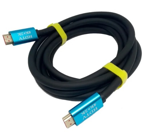 Відео-кабель Merlion 19117 HDMI(тато)HDMI(тато), 1,5m Gray Yellow v2,0, OD-8.2 mm, круглий