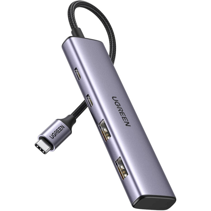 USB-хаб Ugreen CM473 USB-C to 2xUSB 3.0 + 2xUSB-C 5Gpbs Space Gray (UGR-15395)
