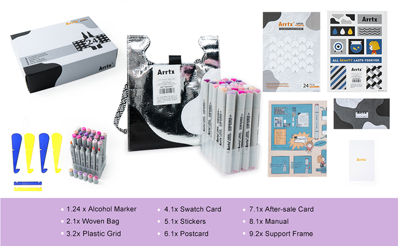 Набір маркерів Arrtx Oros ASM-03PL Violet 24 кольори спиртові