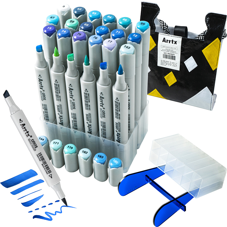 Набір маркерів Arrtx Oros ASM-03BU Blue 24 кольори спиртові