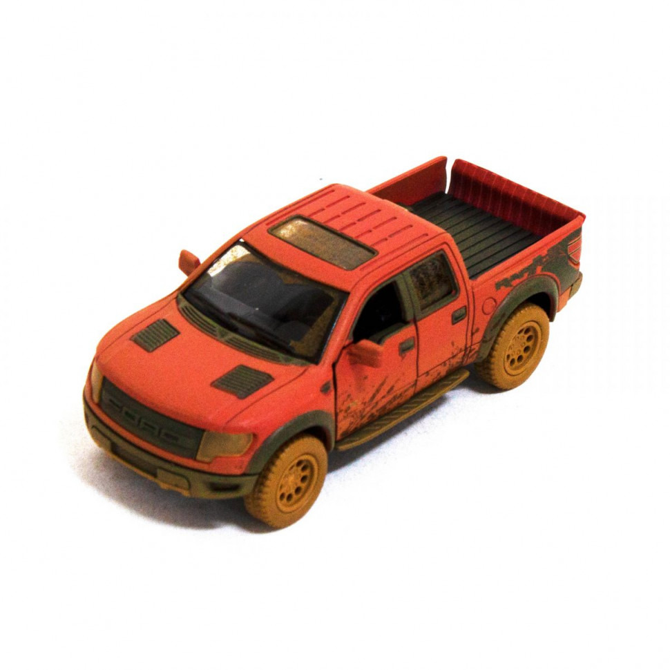 Модель автомобіля Kinsmart Ford F-150 SVT Raptor-Supercrew Muddy KT5365WY Red інерційна