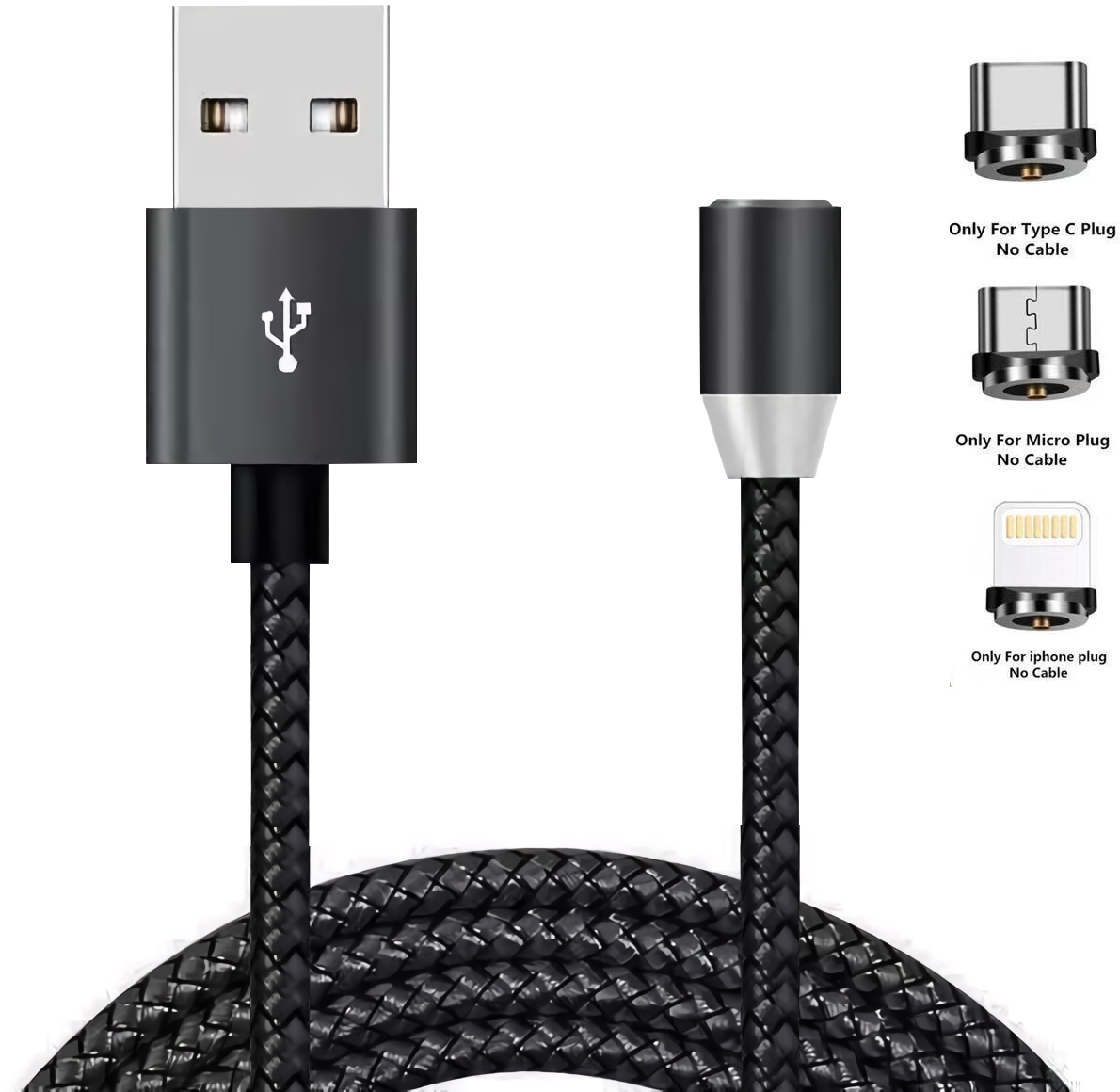 Дата-кабель XoKo Magneto SC-350 1.2m USB(тато) - Lightning/microUSB/USB Type C (тато) Black