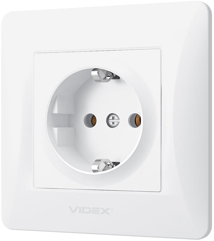 Розетка Videx Binera VF-BNSK1G-W із заземленням Videx - купити в Україні