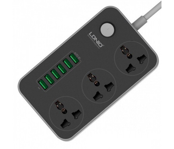 Мережевий фільтр LDNio SC3604/19045 Black Gray 2 м, 3 розетки, 6 USB LDNio - купити в Україні