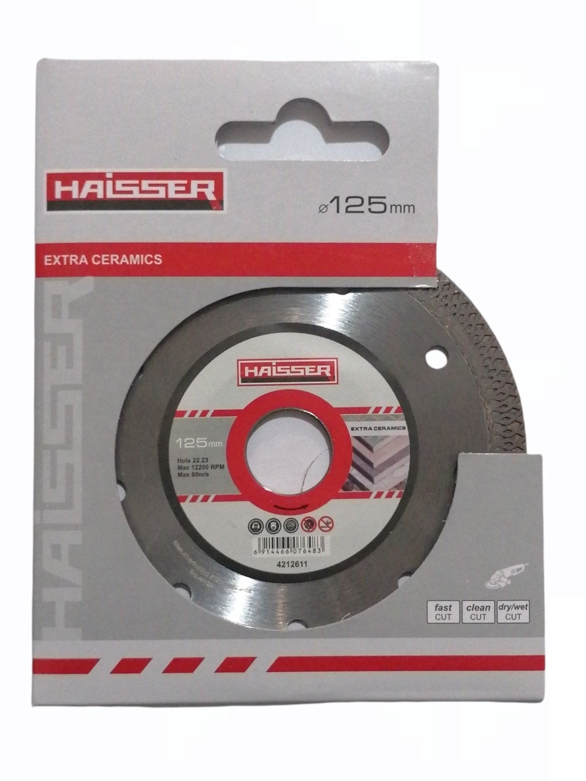 Алмазний диск Haisser Extra ceramics суцільний чистий 125х1.4х10х22.23 Haisser - купити в Україні