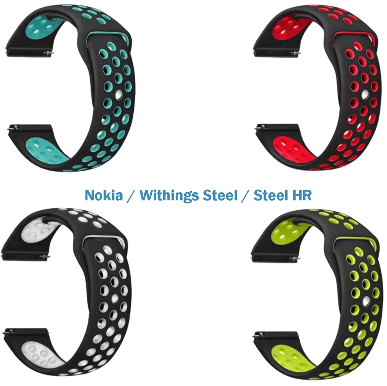 Набір ремінців для смарт-годинника BeCover Vents Style для Nokia/Withings Steel/Steel HR Girl (BC_706534) Black White 4 кольори BeCover - купити в Україні