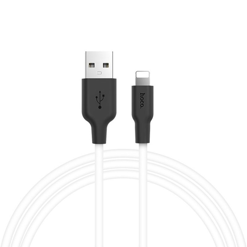 Дата-кабель Hoco Silicone X21 Plus USB (тато) - Lightning (тато) 1m Black White