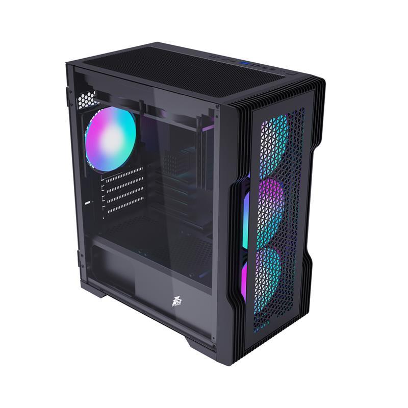 Корпус для ПК 1STPLAYER T3-4F1-BK Black без БЖ