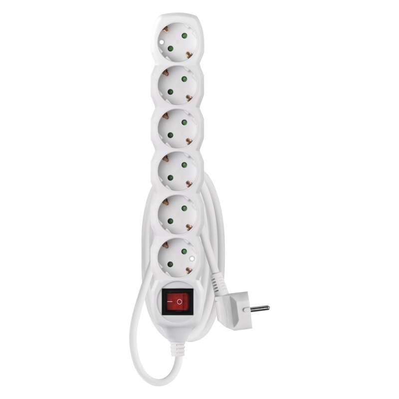 Мережевий фільтр Emos P1621R White з вимикачем, 6 розеток, 1.5м