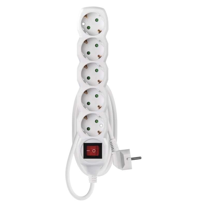 Мережевий фільтр Emos P1521R White з вимикачем, 5 розеток, 1.5 м