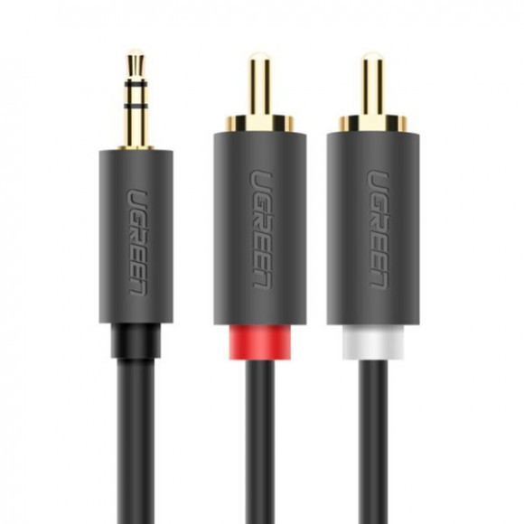 Аудіо-кабель Ugreen AV102 mini-jack 3.5 (тато) 2хRCA (тато), 3m Gray 10512 Ugreen - купити в Україні
