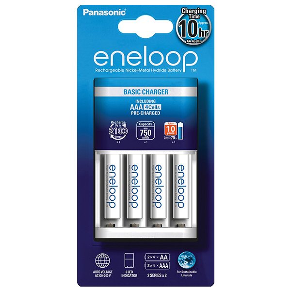 

Зарядний пристрій AA/AAA + 4xAAA 750mAh Panasonic Basic Charger + Eneloop White, K-KJ51MCC04E