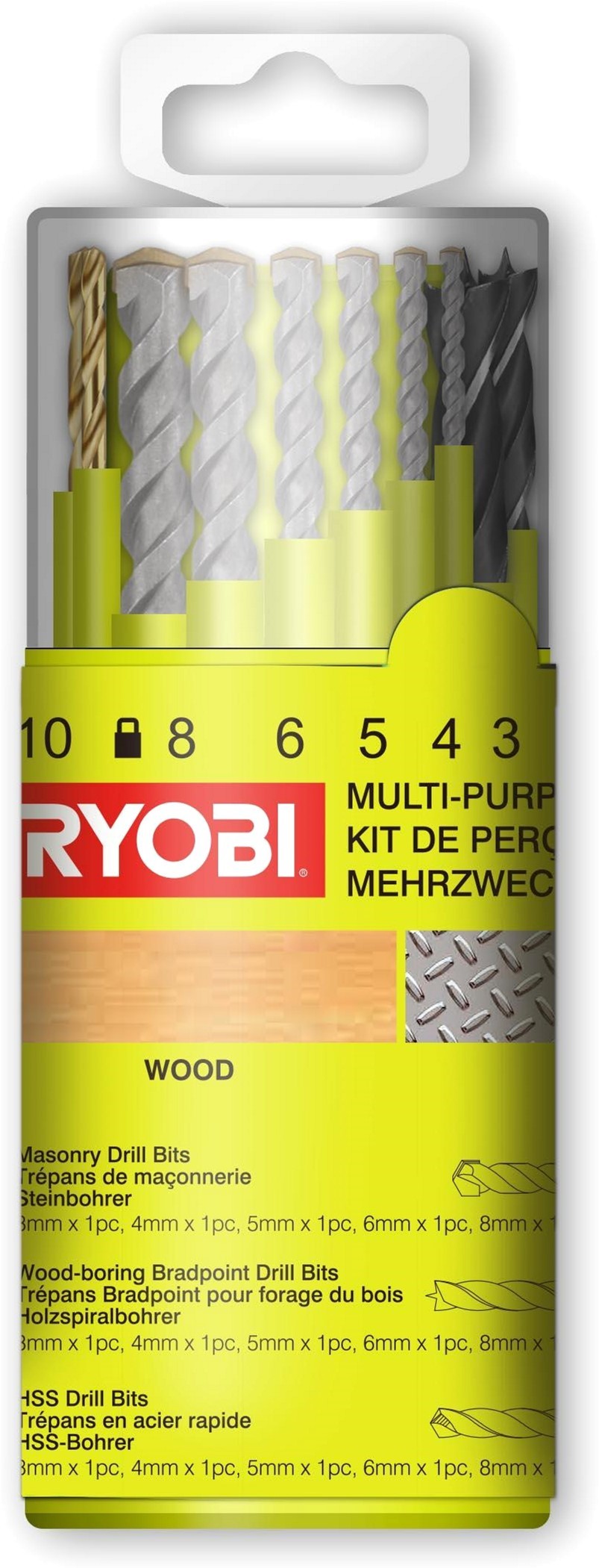 Набір свердел і зубил Ryobi HSS RAK18DMIX (5132004669) 18 шт. Ryobi - купити в Україні