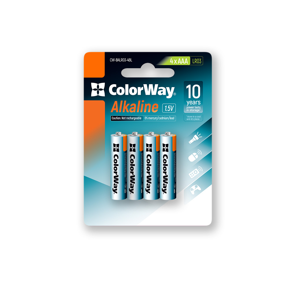 Батарейка ColorWay Alkaline Power AAA (CW-BALR03-4BL) 4 шт