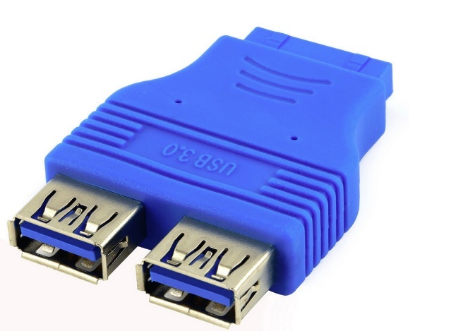 Перехідник Voltronic 2хUSB 3.0(тато) - IDE 20pin(мама) Blue
