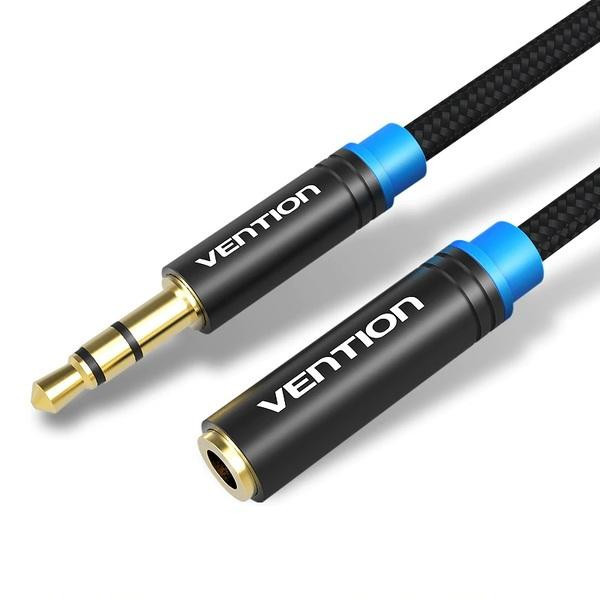 Аудіо-кабель Vention VAB-B06-B100-M 3.5 мм(тато)-3.5 мм(мама) 1м Black Vention - купити в Україні