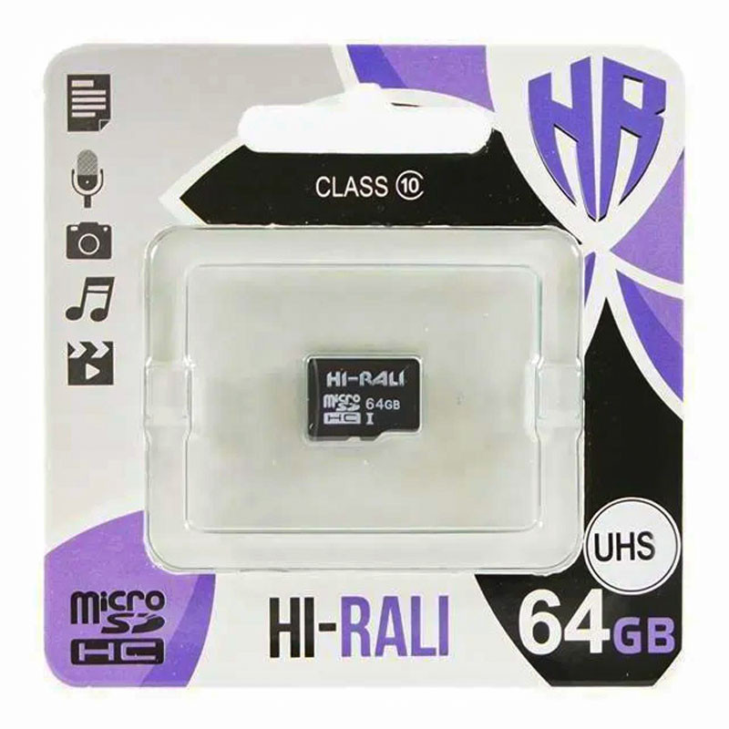 Карта памяті Hi-Rali microSDXC (UHS-1) 64 GB Card Class 10 Black