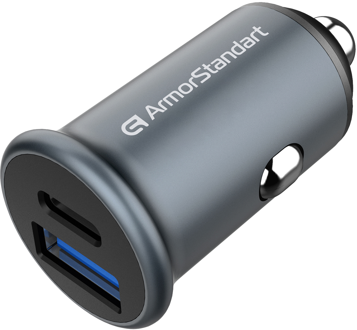 Автомобільний адаптер для телефона ArmorStandart USB Type-C PD20W + USB QC 3.0 Gray (ARM65439)