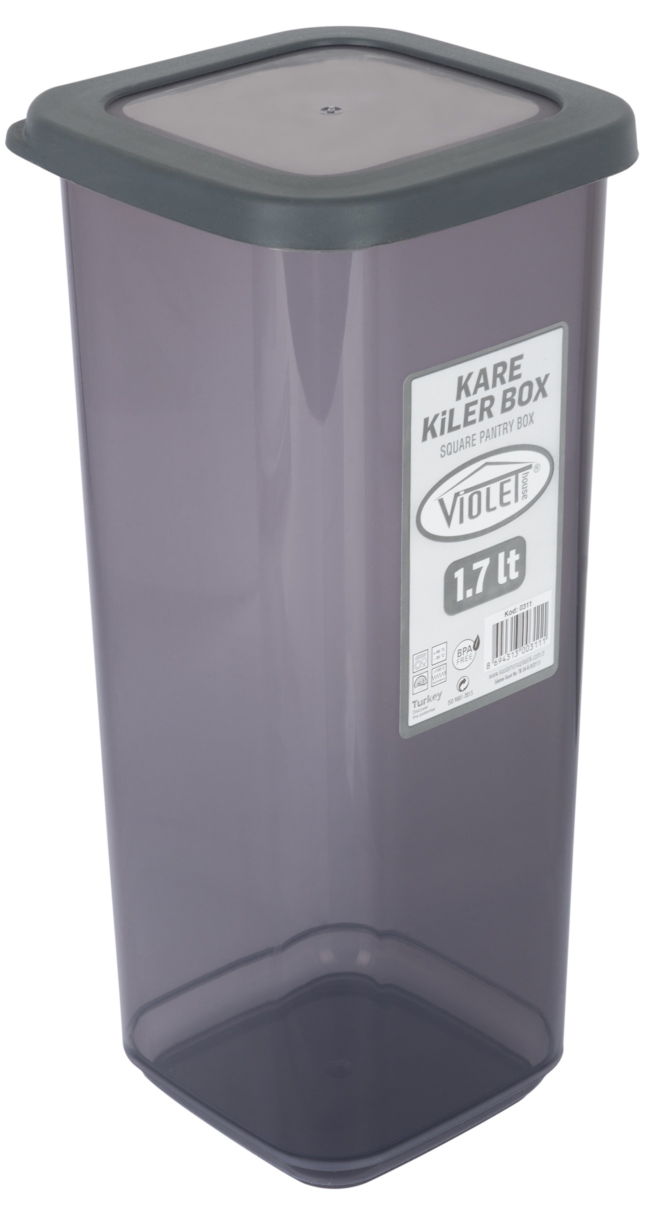 Харчовий контейнер Violet House 0311 Transparent Black 1.7 л  для сипучих (6859647)