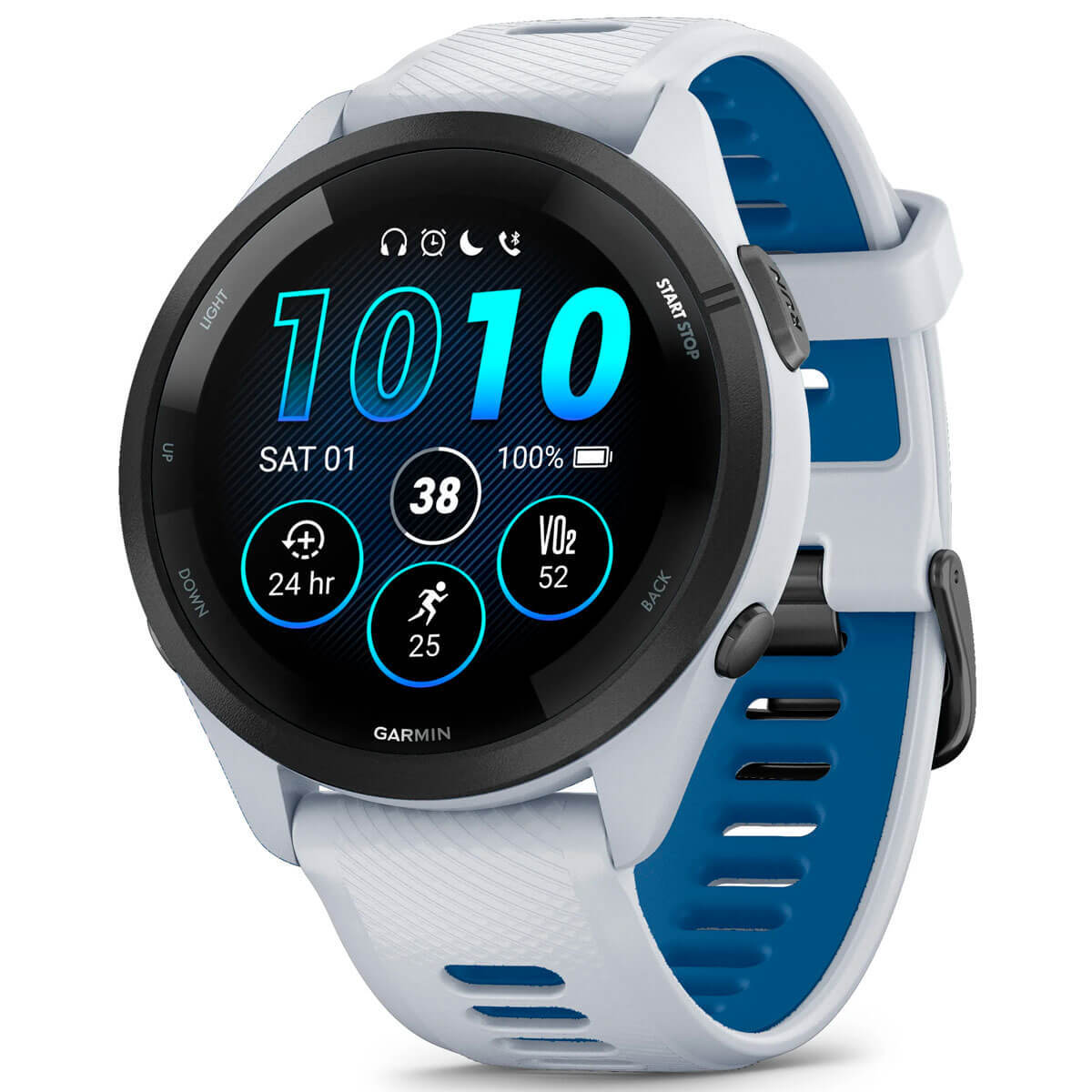 Смарт-годинник Garmin Forerunner 265 Whitestone and Tidal Blue Silicone Band (010-02810-11)