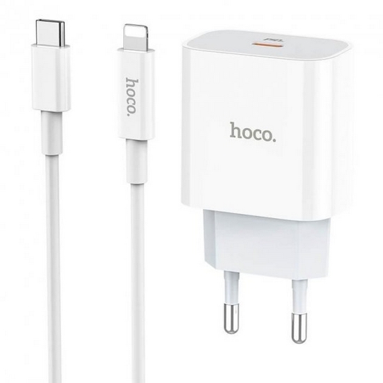 Мережевий зарядний пристрій для телефона Hoco C76A Plus Speed source White + Кабель Type-C - Lightning Hoco - купити в Україні