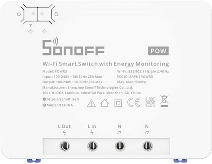 Контролер розумного будинку Sonoff POWR3 Wi-Fi 1-канальний