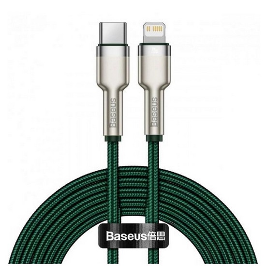 Дата-кабель Baseus Cafule Type-C (тато) - Lightning (тато) 2m Green 20W CATLJK-B06