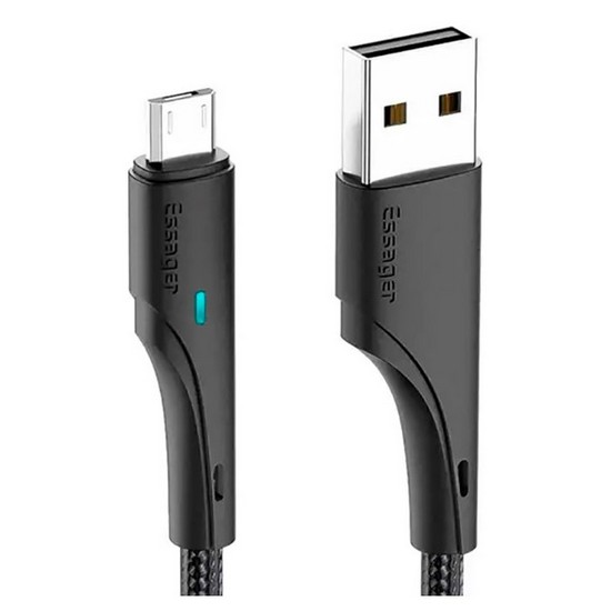 Дата-кабель Essager EXCM-LS01 USB (тато) - micro USB (тато) 1m Black Essager - купити в Україні