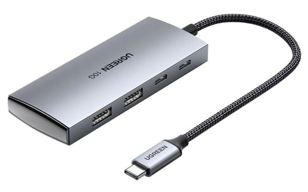 USB-хаб Ugreen CM480 Space Gray USB-C to 2xUSB 3.2+2xUSB-C Adapter 10G