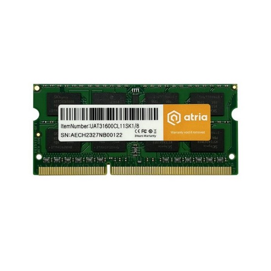 Оперативна память ATRIA 8 GB SO-DIMM DDR3 1600 MHz (UAT31600CL11SK1/8)