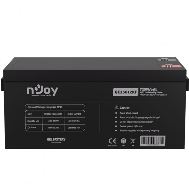 Акумулятор для ДБЖ NJOY GE25012KF Black 12V 250AH (BTVGCBEOGHYKFCW01B) GEL NJOY - купити в Україні