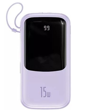 Зовнішній портативний акумулятор Baseus Qpow Digital Display 10000mAh iP Edition 2022 Purple 15W (PPQD050105)