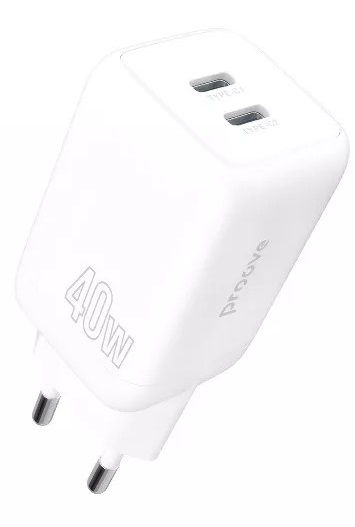 Адаптер живлення для телефона Proove Silicone Power 40W (Type-C + Type-C) White