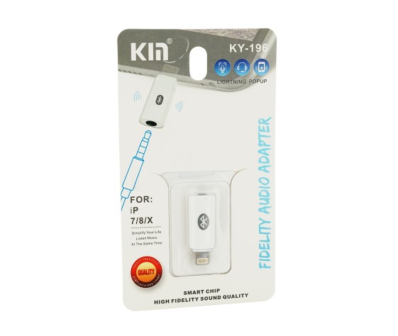 Перехідник KIN KY-196 Lighting (тато)  -  Jack 3.5mm (мама) +Bluetooth