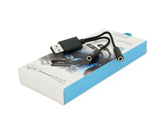 Перехідник KIN KY-211 USB2.0 (тато)  -  2/Jack3.5 мм (мама)