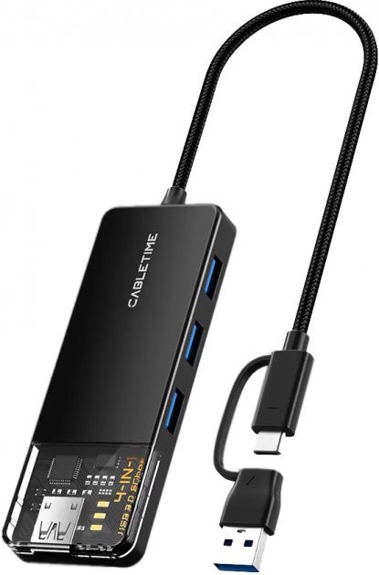 USB-хаб Cabletime USB Type C  -  4 Port USB 3.0, 0.15 cm (CB03B) Black