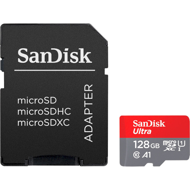 Карта памяті SanDisk (SDSQUAB-128G-GN6IA) microSDXC Ultra 128GB UHS-I A1 Class 10 + SD-adapter