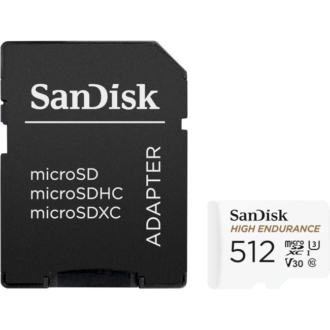 Карта памяті SanDisk (SDSQQNR-512G-GN6IA) microSDXC High Endurance 512GB UHS-I U3 V30 Class 10 + SD-adapter